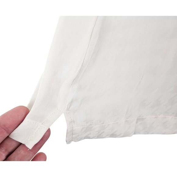 A New Day Women's Sheer Houndstooth Blouse Size Large Cream Casual Career Work - Picture 7 of 9